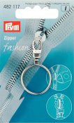 482117 PRYM - Dragkedjehänge Silver Ring Fashion Zipper pullers Ball chain metal silver col