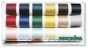8041 MADEIRA Aerofil Symaskinstråd No.120 18 färgar 200 M 100% Polyester 18 st olika färger 169/18 = 9,40 per kona