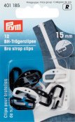 401 185 - PRYM - BH rem clips 15mm 12st vita och svarta