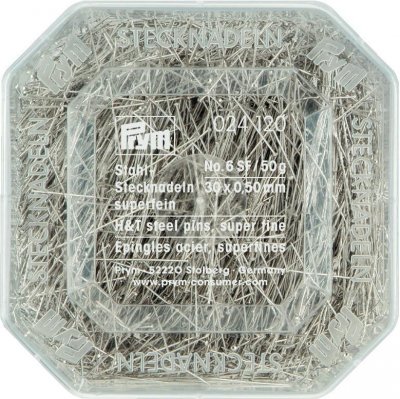 024 120 - PRYM - Knappnål 30 x ,0,50 mm No. 6 SF / 50 g. Superfina knappnålar