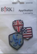 32709/1sb Birka ikast usa nh Flagga England Storbritannien United kingdom applikation att stryka på märke