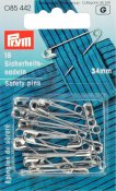 085442 PRYM - Säkerhetsnålar 34 mm, 16 st Silver No. 1  Safety Pins with coil No. 1 silver col 34 mm