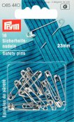 085440 PRYM - Säkerhetsnålar, Härdad stål, 23 mm  Safety Pins with coil No. 2/0 silver col 23 mm