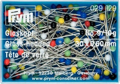 029129 - PRYM - Pin glashuvud 30 x 0,60 mm olika färger 10 gram