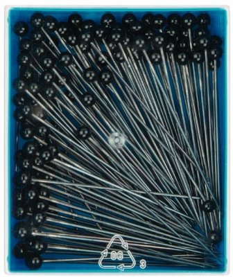 029236 PRYM - Pin glashuvud 48 x 0,80 mm Svarta 30 gram Glass-headed pin 48x0.80 blk/head blk30g