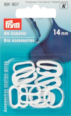 991907 PRYM - BH fäste 14 mm, 10 st vita  Bra accessories plastic 14 mm white assortment