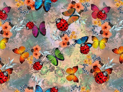 Trikåtyg, Digital,Fjärilar. 10 x 150 cm Digital