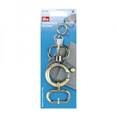 416 281 - PRYM - Karbinspänne - Väskspänne 35 x 105 mm ANTIK MÄSSING