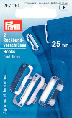 267261 PRYM - Byx / Kjol hake Svart 25 mm Skirt Waistband Fasteners steel silver col 25 mm