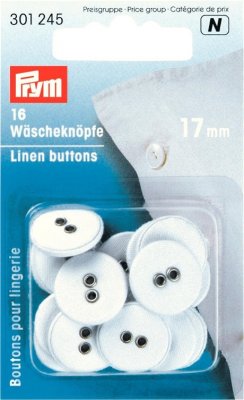 301245 PRYM - Linne knappar 17 mm 16 st VITA Linen Buttons 17 mm white
