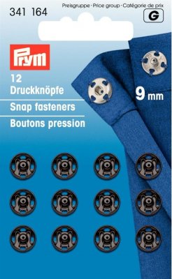 341164 - PRYM - Tryckknappar 9 mm SVARTA