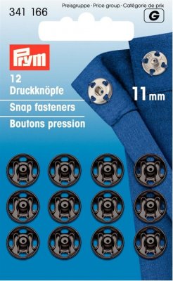 341 166 - PRYM - Tryckknappar SVART 11 mm 12 st