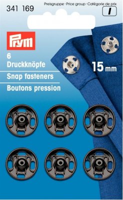 341 169 - PRYM - Tryckknappar 15 mm SVART 6 st 5