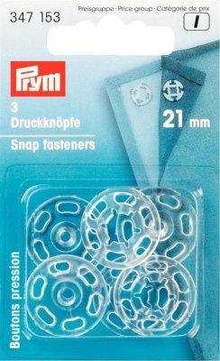 347 153 - PRYM - Tryckknapp 21 mm Plast 3 st 5