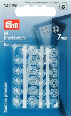 347 155 - PRYM - Tryckknapp 7 mm Plast 24 st