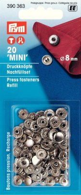 390 363 - PRYM - Tryckknappar Anorak Sliver 8 mm REFILL 20 st