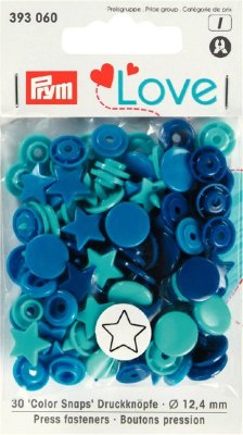 393 060 - PRYM - Love Color Snaps blandade 30 st Stjärna BLÅ/TURKOS/BLÄCK