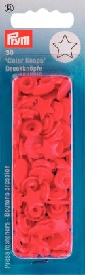 393238 PRYM - Plasttryckknappar - Color snaps Stjärna  30 st  Röd Non-sew ColorSnaps Star red