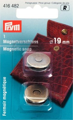 416482 PRYM - Magnetspänne 19 mm antik mässing 1 st  Magnetic snap 19 mm antique brass