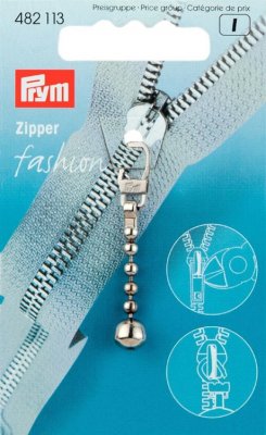 482113 PRYM - Jacklås Silver kjedja Fashion Zipper pullers Ball chain metal silver col