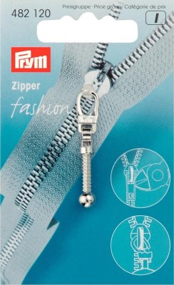 482120 PRYM - Dragkedjehänge Silver Club Fashion Zipper pullers Club metal silver col
