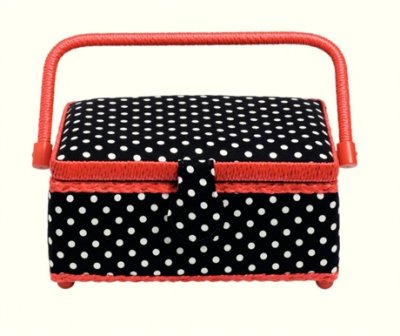 612 244 - PRYM - POLKA DOTS svart/vit Sykorg S 24x16x11 cm