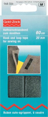 968556 PRYM - Kardborreband fastsys svart 20 mm, 1,20M  Hook and Loop Tape for sewing on 20 mm black