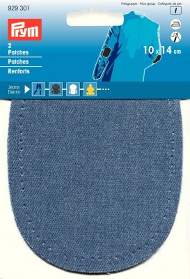 929301 PRYM - Laglapp Jeans medium blå 14x10 cm 2-pack Patches denim for ironing/sewing on 10 x 14 cm medium blue