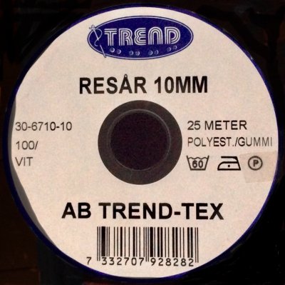 Resår  Vit. 25M,  35mm. Trend