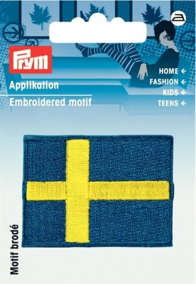 926013 PRYM - Tygmärken Sveriges flagga 5x3 cm Appl. Emblem Sweden blue/yellow