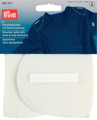 993810 PRYM - Axelvadd inlägg med fästanordning vit 2 st SMALL Shoulder pads Set-in with hook and loop fastening white S