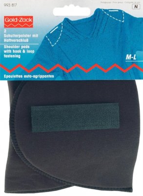 993817 PRYM - Axelvadd inlägg med fästanordning svart 2 st M - L Shoulder pads Set-in with hook and loop fastening black M - L