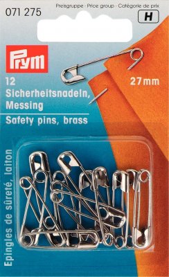 071275 PRYM - Säkerhetsnålar 27 mm, 12 st Silver  Safety pins br 27mm go-col 12p