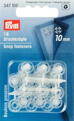 347 159 - PRYM - Tryckknappar (fastsys) av plast genomskinliga