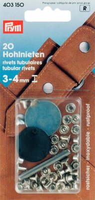 403150 PRYM - Rör nitar 7,5mm Silver 20 st