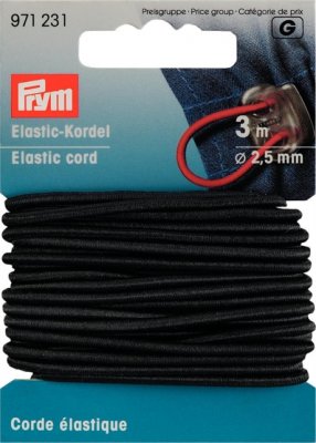 971 231 - PRYM - Elastiskt band 2,5 mm, 3M SVART