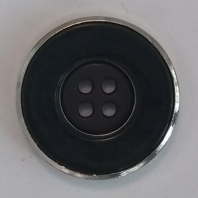 Knapp 25 mm Ø Silverfärgad/Svart