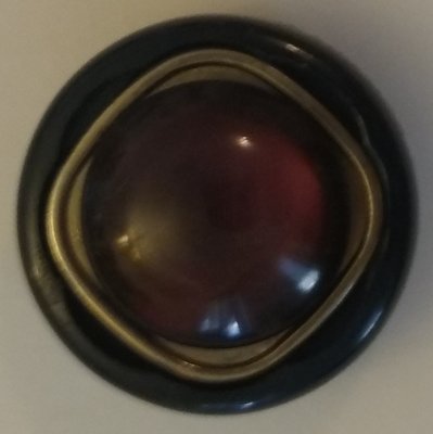 Knapp 30 mm Ø Blå / Silverfärgad rand med Röd mitt