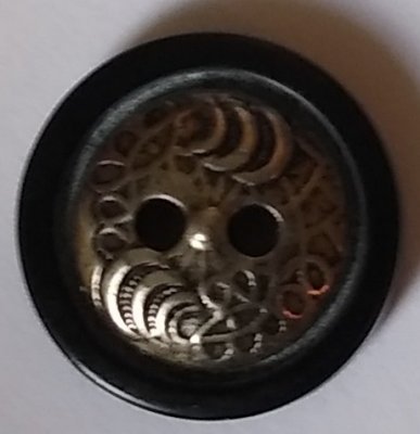 Knapp 15 mm Ø Silverfärgad/Svart