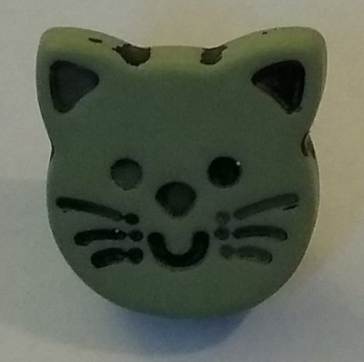Katt ansikte. Grön, 13 mm * 12 mm
