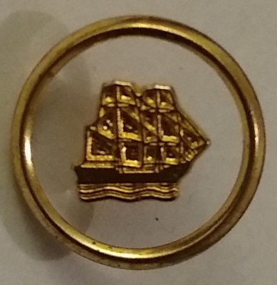Knapp  16 mm Ø Gul/Genomskinlig - Skepp/Båt