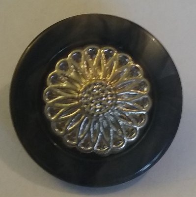 Knapp 23 mm Ø Silverfärgad/Svart