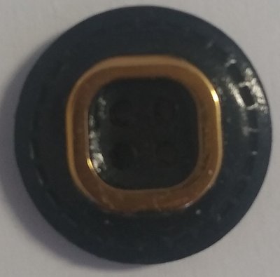 Knapp 23 mm Ø Svart/Guldfärgad - Skinn/Läder