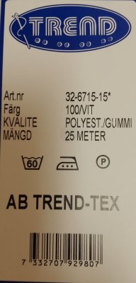 Resår  Vit. 25M,  20mm. Trend