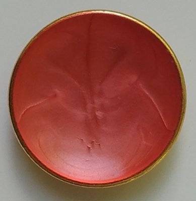 Knapp 18 mm Ø Rosa/Guldfärgad ring.