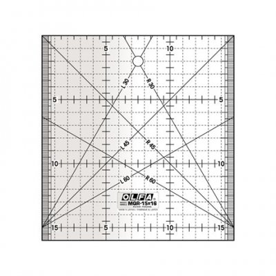 03412 Olfa Quilt frostad acryl linjal MQR-15x16. 15x15 cm
